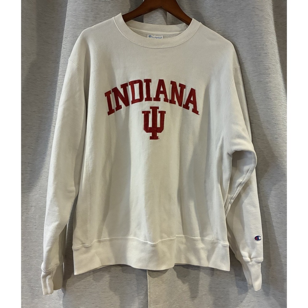 Vintage Champion Reverse Weave Indiana University Sweatshirt Mens Large White